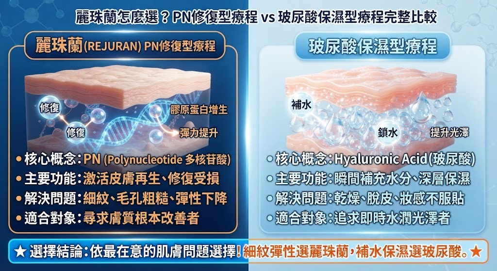 麗珠蘭怎麼選？PN修復型療程 vs 玻尿酸保濕型療程完整比較